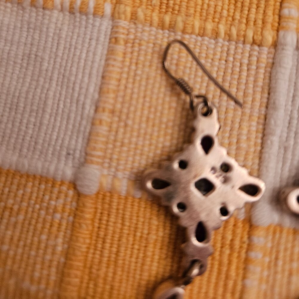 Sterling Silver Semi-Precious Stone Dangle Earrings - Picture 3 of 6